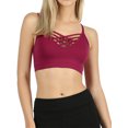 thumbnail image 1 of Zenana Women's & Plus Front V-Lattice Bralette Sports Bra with Adjustable Straps and Removable Bra Pads, 1 of 3