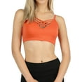 thumbnail image 1 of Zenana Women's & Plus Front V-Lattice Bralette Sports Bra with Adjustable Straps and Removable Bra Pads, 1 of 3