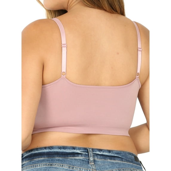 Zenana Women's & Plus Front V-Lattice Bralette Sports Bra with Adjustable Straps and Removable Bra Pads