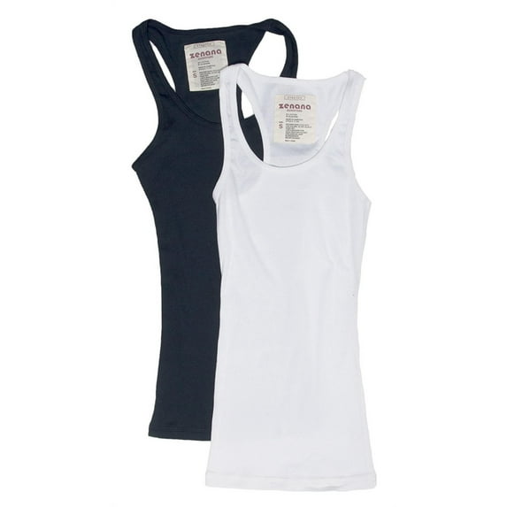 Zenana Women's & Plus Ribbed Cami Racerback Workout Cotton Tank Tops