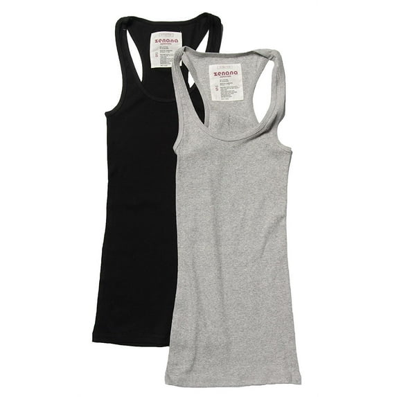 Zenana Women's & Plus Ribbed Cami Racerback Workout Cotton Tank Tops