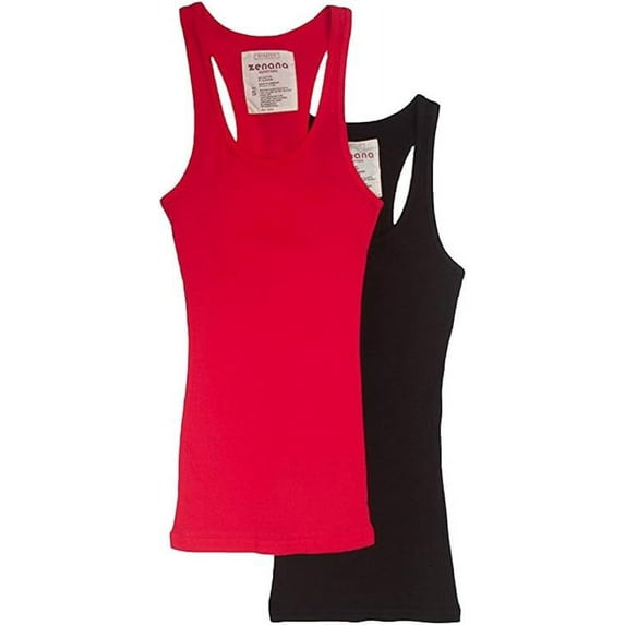 Zenana Women's & Plus Ribbed Cami Racerback Workout Cotton Tank Tops