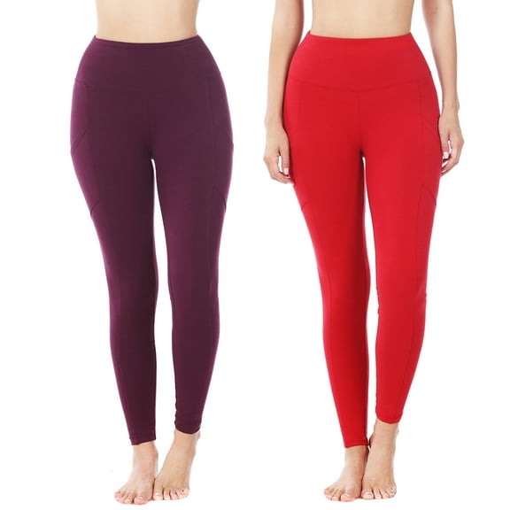 Zenana Women's & Plus (S-3X) Casual Cotton Stretch Active Wide Waistband Tight Leggings with Pockets