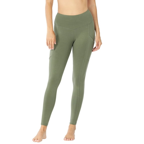 Zenana Women's & Plus (S-3X) Casual Cotton Stretch Active Wide Waistband Tight Leggings with Pockets