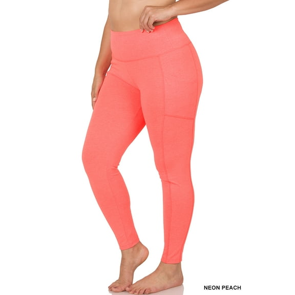 Zenana Women's & Plus (S-3X) Casual Cotton Stretch Active Wide Waistband Tight Leggings with Pockets