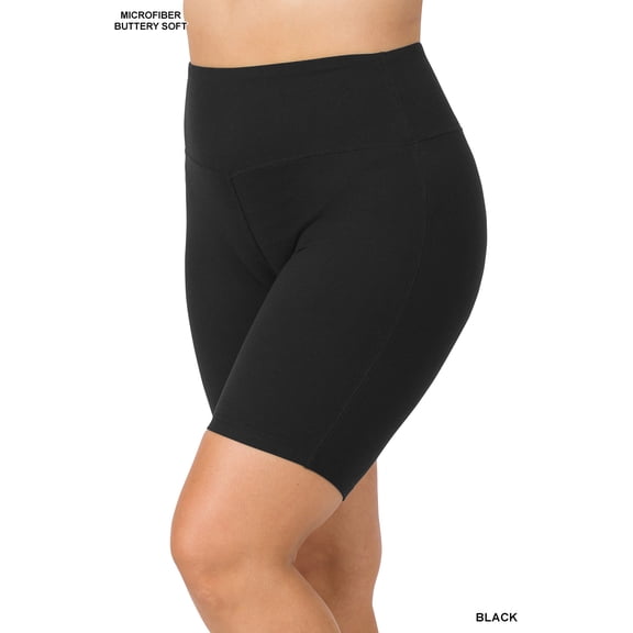 Zenana Women’s Plus Size Brushed Wide Waistband Outseam Biker Regular Size Shorts – Soft & Stretchy Everyday Comfort