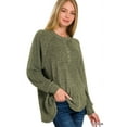 thumbnail image 1 of Zenana Women's Plus Size Casual Brushed Melange Hacci Relaxed Fit 7-Button Henley Placket Light Sweater, 1 of 5