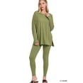 thumbnail image 1 of Zenana Women's Plus Size Soft Brushed Fabric V-Neck Long Sleeve Top & Leggings - 2 Pieces Set, 1 of 6