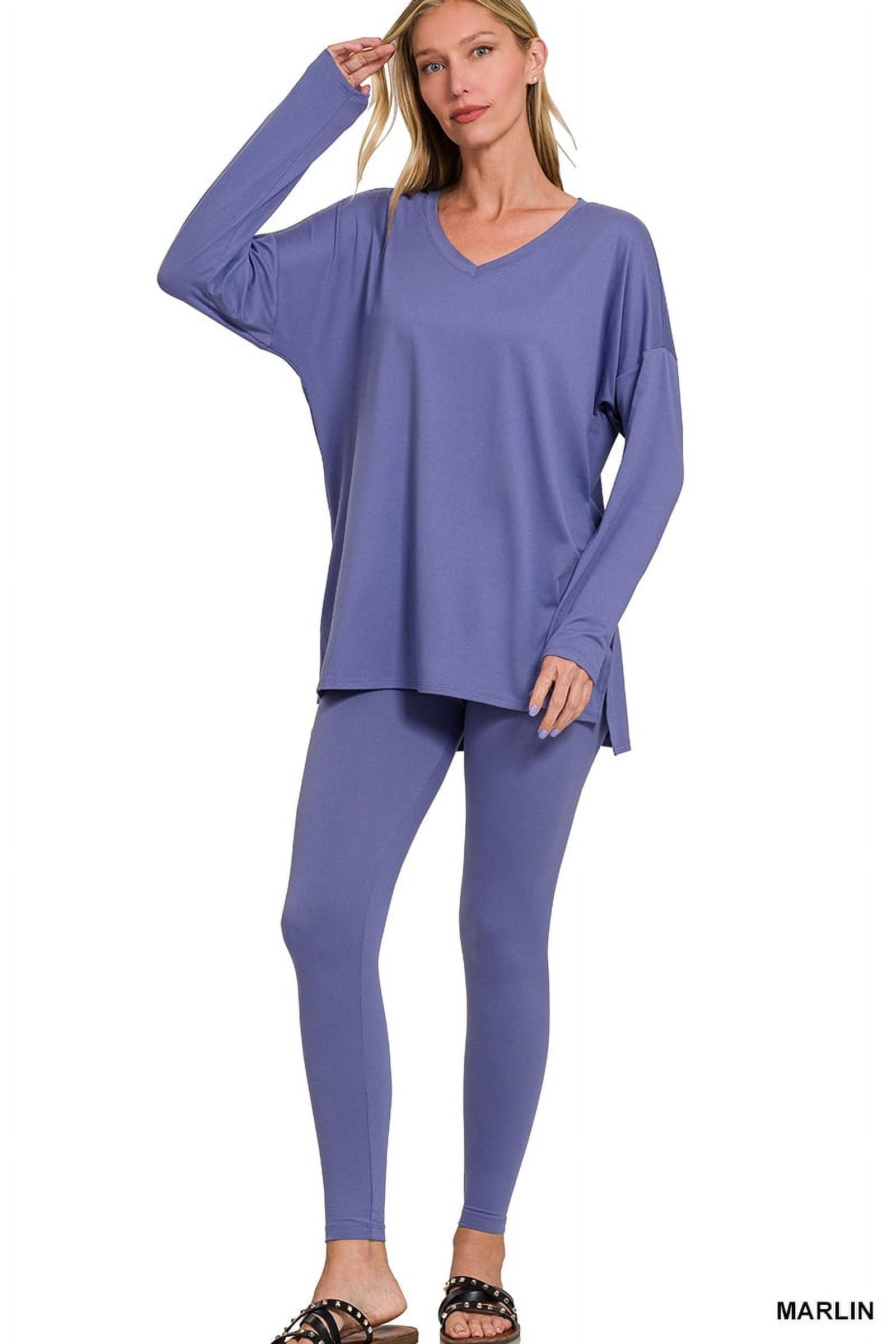 Plus Ribbed Mock Neck Long Sleeve Top & Leggings Set