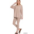 thumbnail image 1 of Zenana Women's Plus Size Soft Brushed Fabric Round Neck Long Sleeve Top & Leggings - 2 Pieces Set, 1 of 5