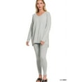 thumbnail image 1 of Zenana Women's Plus Size Soft Brushed Fabric V-Neck Long Sleeve Top & Leggings - 2 Pieces Set, 1 of 6
