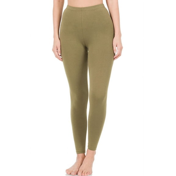 Zenana Women's Premium Cotton High Waist Full Ankle Length Leggings