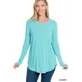 thumbnail image 1 of Zenana Women's Relaxed Fit Long Sleeve Round Neck & Hem Jersey Tee Shirt Top, 1 of 5