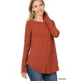 thumbnail image 1 of Zenana Women's Relaxed Fit Long Sleeve Round Neck & Hem Jersey Tee Shirt Top, 1 of 2