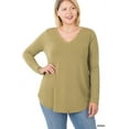 thumbnail image 1 of Zenana Women's Relaxed Fit Long Sleeve V-Neck Round Hem Jersey Tee Shirt Top, 1 of 4