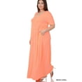 thumbnail image 1 of Zenana Women's Relaxed Fit V-Neck Short Sleeve Full Length Maxi Long Dress w/ Side Pockets, 1 of 2