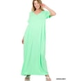 thumbnail image 1 of Zenana Women's Relaxed Fit V-Neck Short Sleeve Full Length Maxi Long Dress w/ Side Pockets, 1 of 3