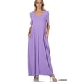 thumbnail image 1 of Zenana Women's Relaxed Fit V-Neck Short Sleeve Full Length Maxi Long Dress w/ Side Pockets, 1 of 5