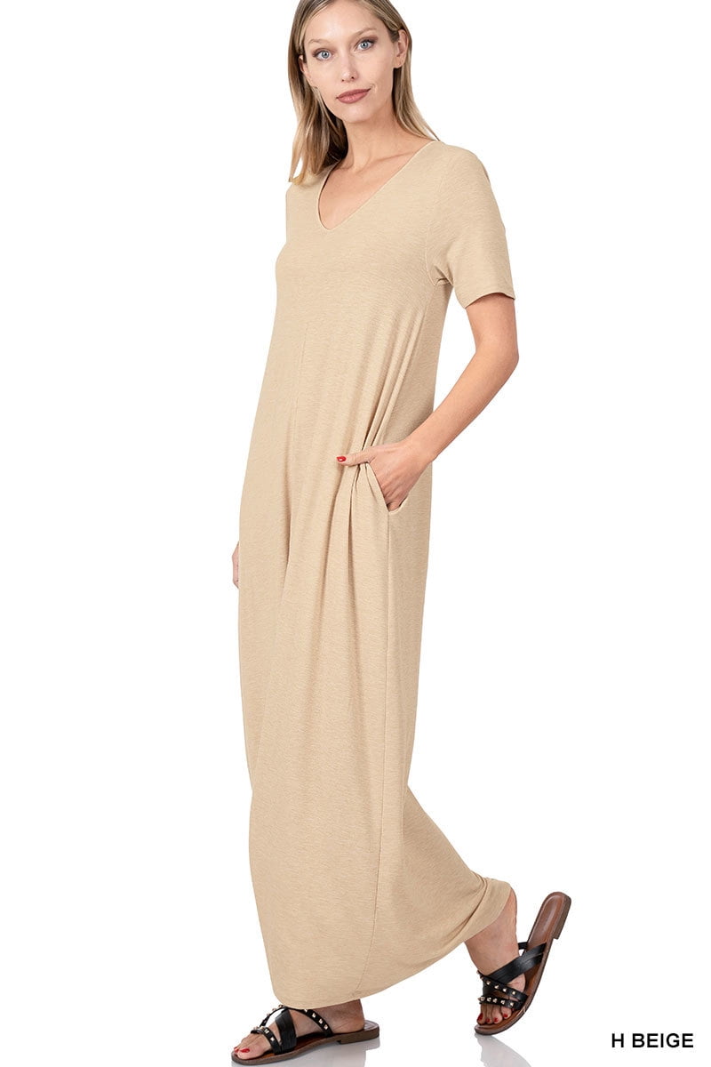 Zenana V-Neck Short Sleeve Dress