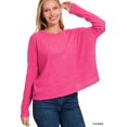 thumbnail image 1 of Zenana Women's Ribbed Knit Dolman Sleeve Light Loose Fit Pullover Sweater, 1 of 4