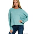 thumbnail image 1 of Zenana Women's Ribbed Knit Dolman Sleeve Light Loose Fit Pullover Sweater, 1 of 4