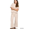 thumbnail image 1 of Zenana Women's Ribbed Round Neck Short Sleeve Tee & Wide Leg Pants Set, 1 of 5