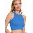 thumbnail image 1 of Zenana Women's Ribbed Seamless High Neck Nylon Cropped Racerback Tank Top, 1 of 4