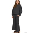 thumbnail image 1 of Zenana Women's Round Neck Long Sleeve Pullover Tee & Wide Leg Drawstring Pants Set, 1 of 7