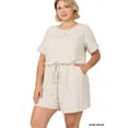 thumbnail image 1 of Zenana Women's Short Sleeve Romper with Elastic Waist & Keyhole Back Summer Loungewear, 1 of 5