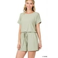 thumbnail image 1 of Zenana Women's Short Sleeve Romper with Elastic Waist & Keyhole Back Summer Loungewear, 1 of 5