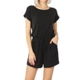 thumbnail image 1 of Zenana Women's Short Sleeve Romper with Elastic Waist & Keyhole Back Summer Loungewear, 1 of 4