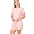 thumbnail image 1 of Zenana Women's Short Sleeve Romper with Elastic Waist & Keyhole Back Summer Loungewear, 1 of 5
