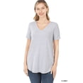 thumbnail image 1 of Zenana Women's Short Sleeve V Neck Relaxed Fit Casual Round Hem Tee Shirt Top, 1 of 4