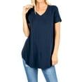 thumbnail image 1 of Zenana Women's Short Sleeve V Neck Relaxed Fit Casual Round Hem Tee Shirt Top, 1 of 4