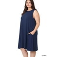 thumbnail image 1 of Zenana Women's Sleeveless Jersey Flared Swing Tank Dress with Side Pockets, 1 of 4