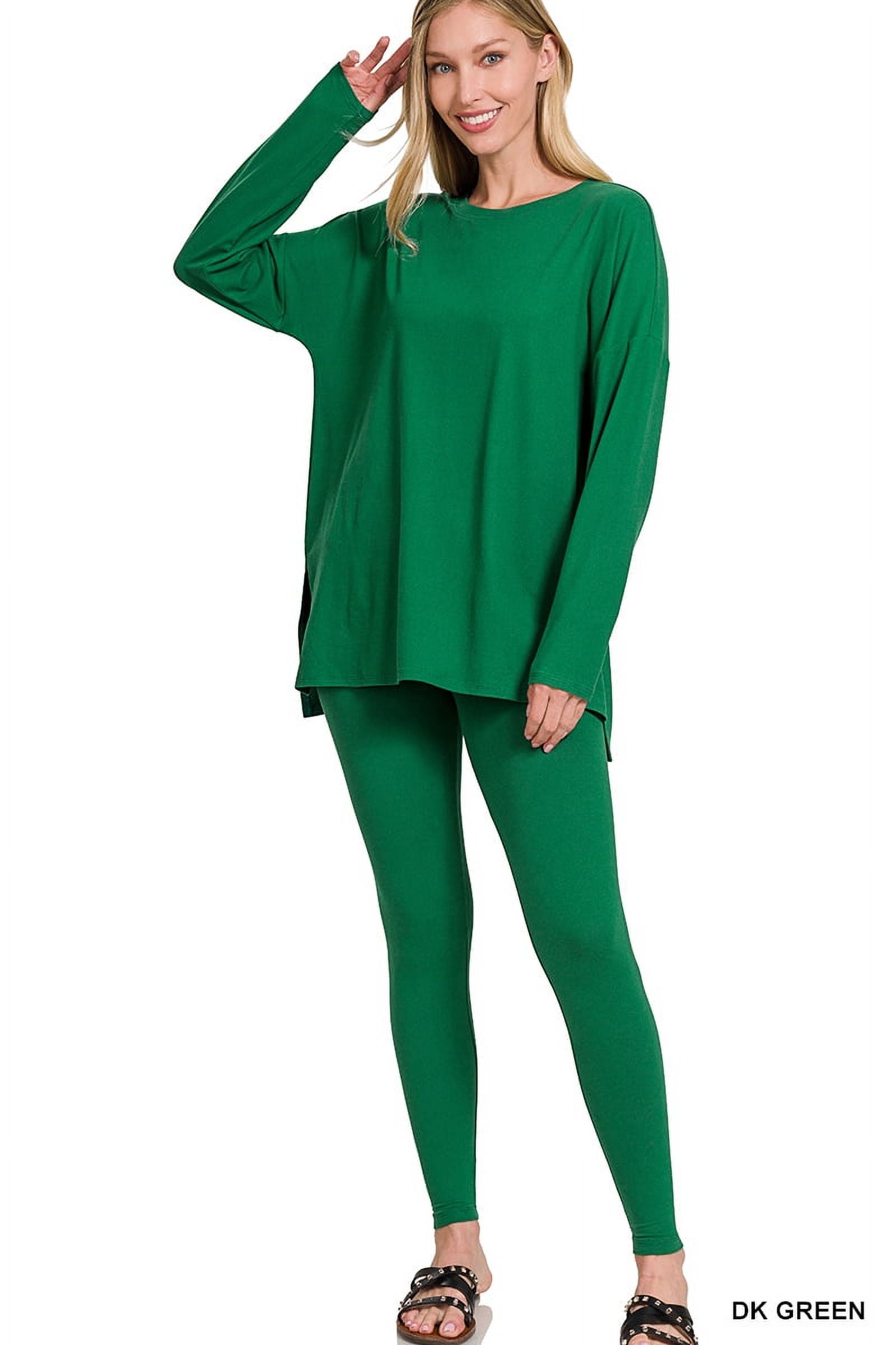Round Neck Long Sleeve Top and Leggings Active Set