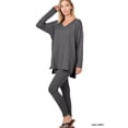 thumbnail image 1 of Zenana Women's Soft Brushed Fabric V-Neck Long Sleeve Top & Leggings - 2 Pieces Set, 1 of 5