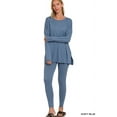 thumbnail image 1 of Zenana Women's Soft Brushed Fabric Round Neck Long Sleeve Top & Leggings - 2 Pieces Set, 1 of 6
