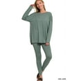 thumbnail image 1 of Zenana Women's Soft Brushed Fabric Round Neck Long Sleeve Top & Leggings - 2 Pieces Set, 1 of 5
