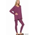thumbnail image 1 of Zenana Women's Soft Brushed Fabric V-Neck Long Sleeve Top & Leggings - 2 Pieces Set, 1 of 6