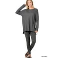 thumbnail image 1 of Zenana Women's Soft Brushed Fabric Round Neck Long Sleeve Top & Leggings - 2 Pieces Set, 1 of 6