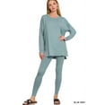 thumbnail image 1 of Zenana Women's Soft Brushed Fabric Round Neck Long Sleeve Top & Leggings - 2 Pieces Set, 1 of 5