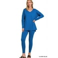 thumbnail image 1 of Zenana Women's Soft Brushed Fabric V-Neck Long Sleeve Top & Leggings - 2 Pieces Set, 1 of 6