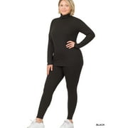 ZENANA Women's Soft Fabric Mock Neck Long Sleeve Top & Leggings - 2 Pieces Tracksuit Set