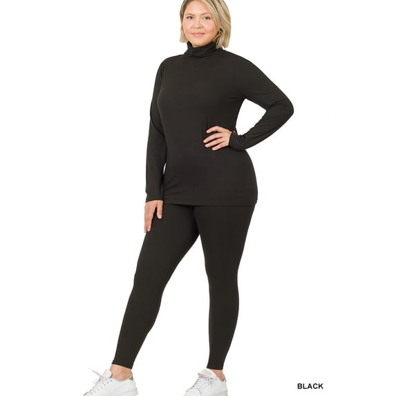 Zenana Women's Soft Fabric Mock Neck Long Sleeve Top & Leggings - 2 Pieces Tracksuit Set