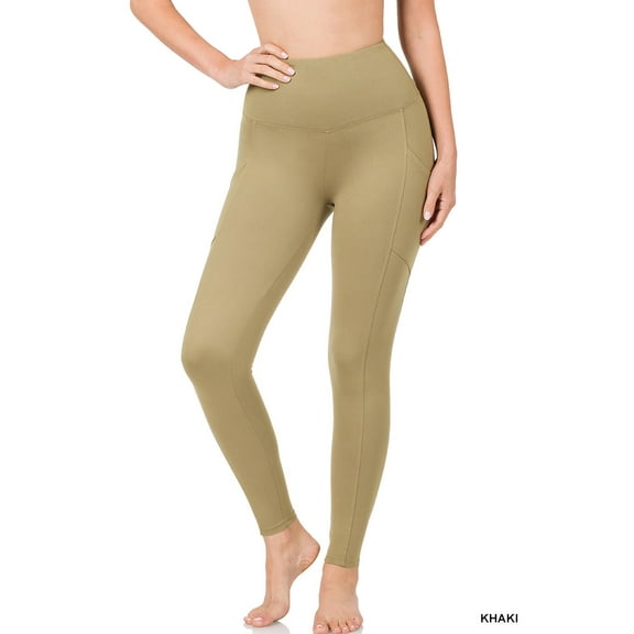 Zenana Women's Soft Wide Waistband Active Fitness Tight Yoga Pants Leggings with Pockets