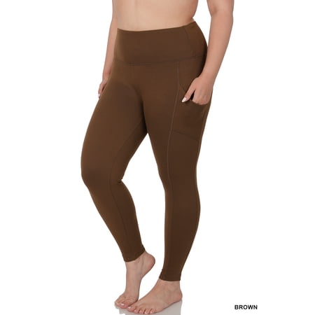 Zenana Women's Soft Wide Waistband Active Fitness Tight Yoga Pants Leggings with Pockets