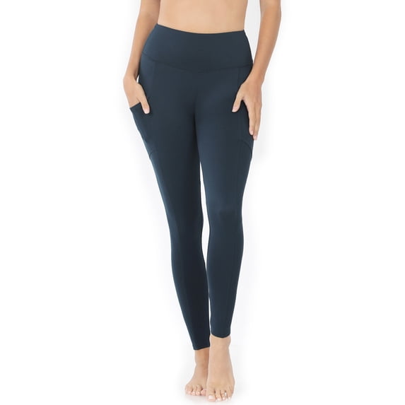 Zenana Women's Soft Wide Waistband Active Fitness Tight Yoga Pants Leggings with Pockets
