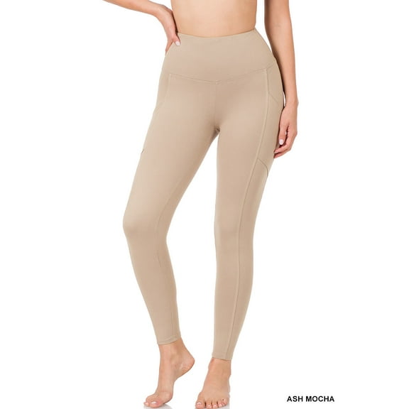 Zenana Women's Soft Wide Waistband Active Fitness Tight Yoga Pants Leggings with Pockets