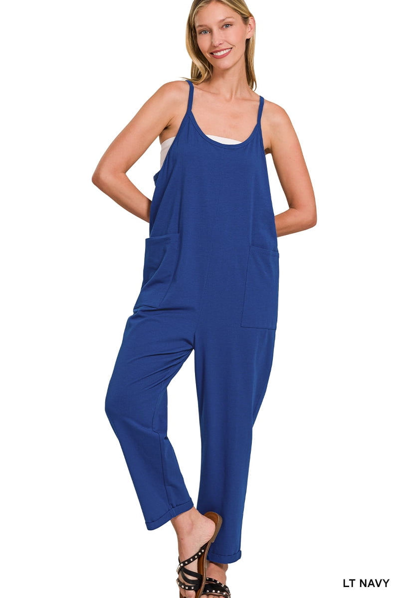 Women's Casual Sleeveless Loose Short Jumpsuit with Thin Straps main image 0